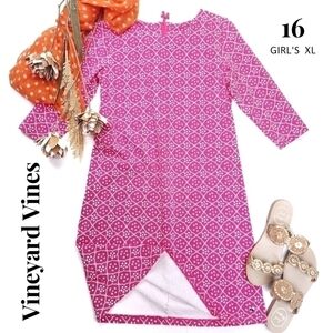 Vineyard Vines Pink White Teen Girls Dress Sz 16 ( XL )